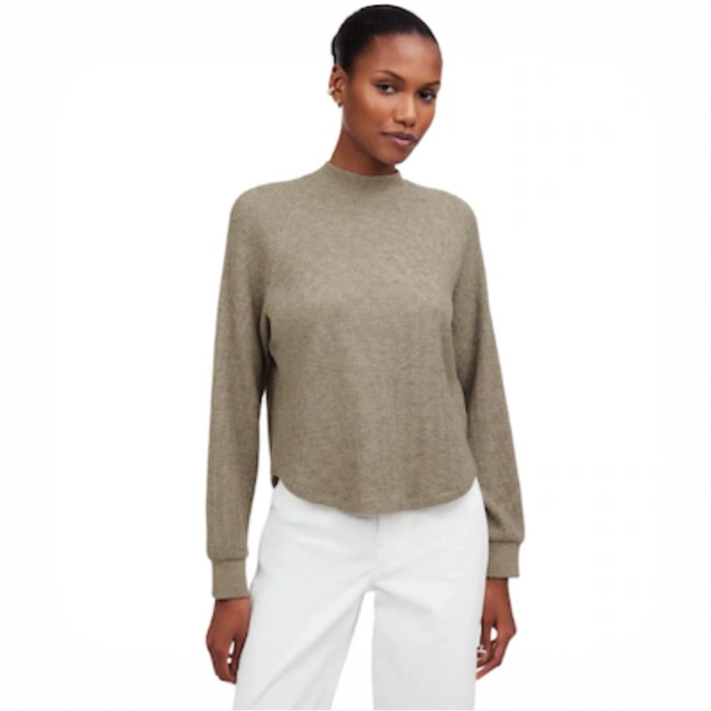Madewell Merino Wool Alpaca Blend Tan Brown Pullover Sweater M #204